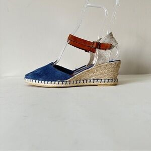 NEW Miz Mooz Malena Blue Suede Wedge Women's Espadrille, Sz 40